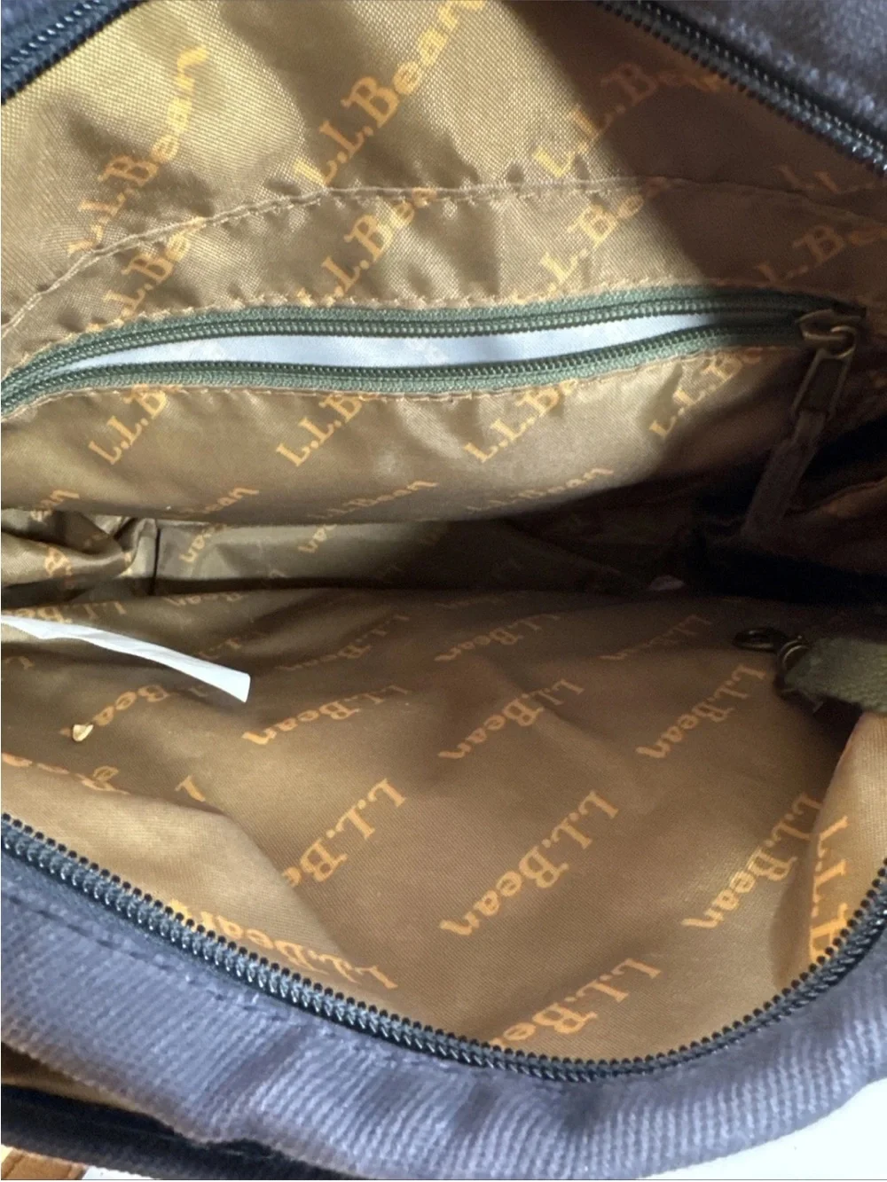 LL Bean Canvas and Leather Crossbody Bag - Navy and Brown
